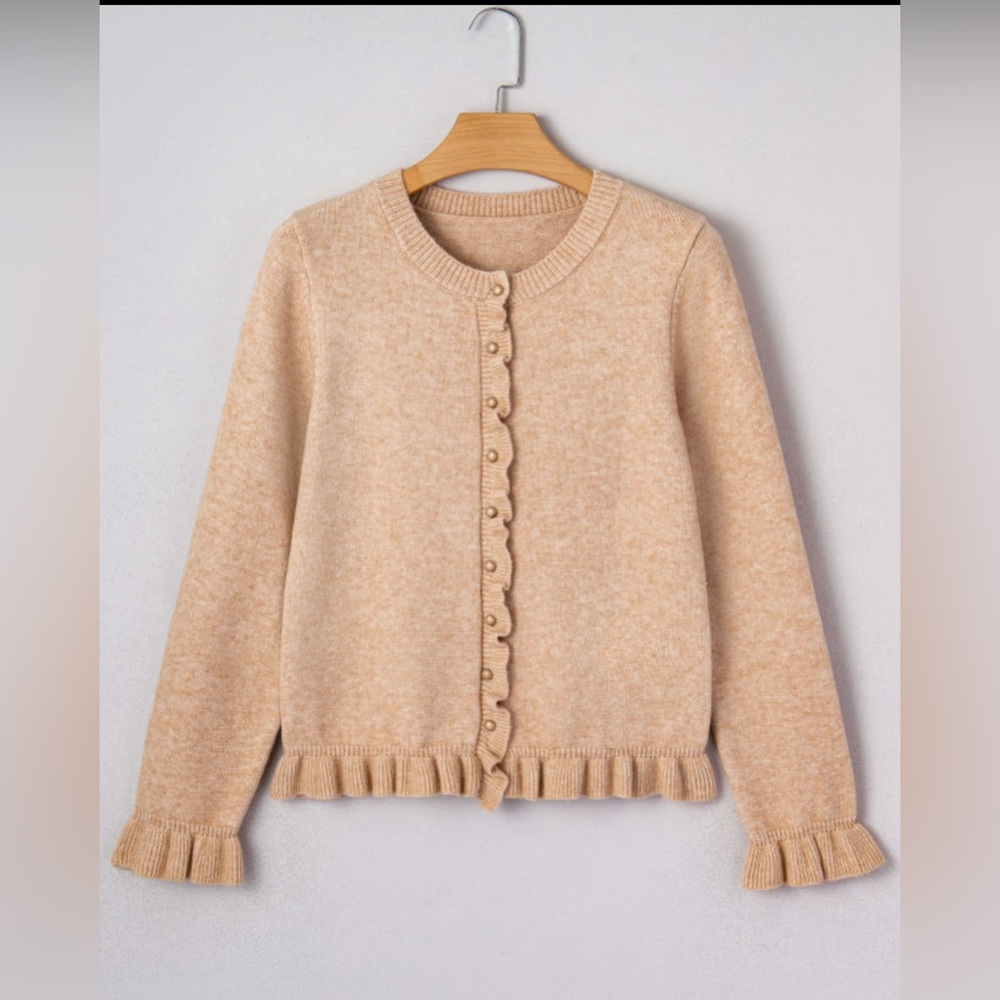 Riley - Ruffle Trim Button-Up Cardigan - Picture 3 of 5